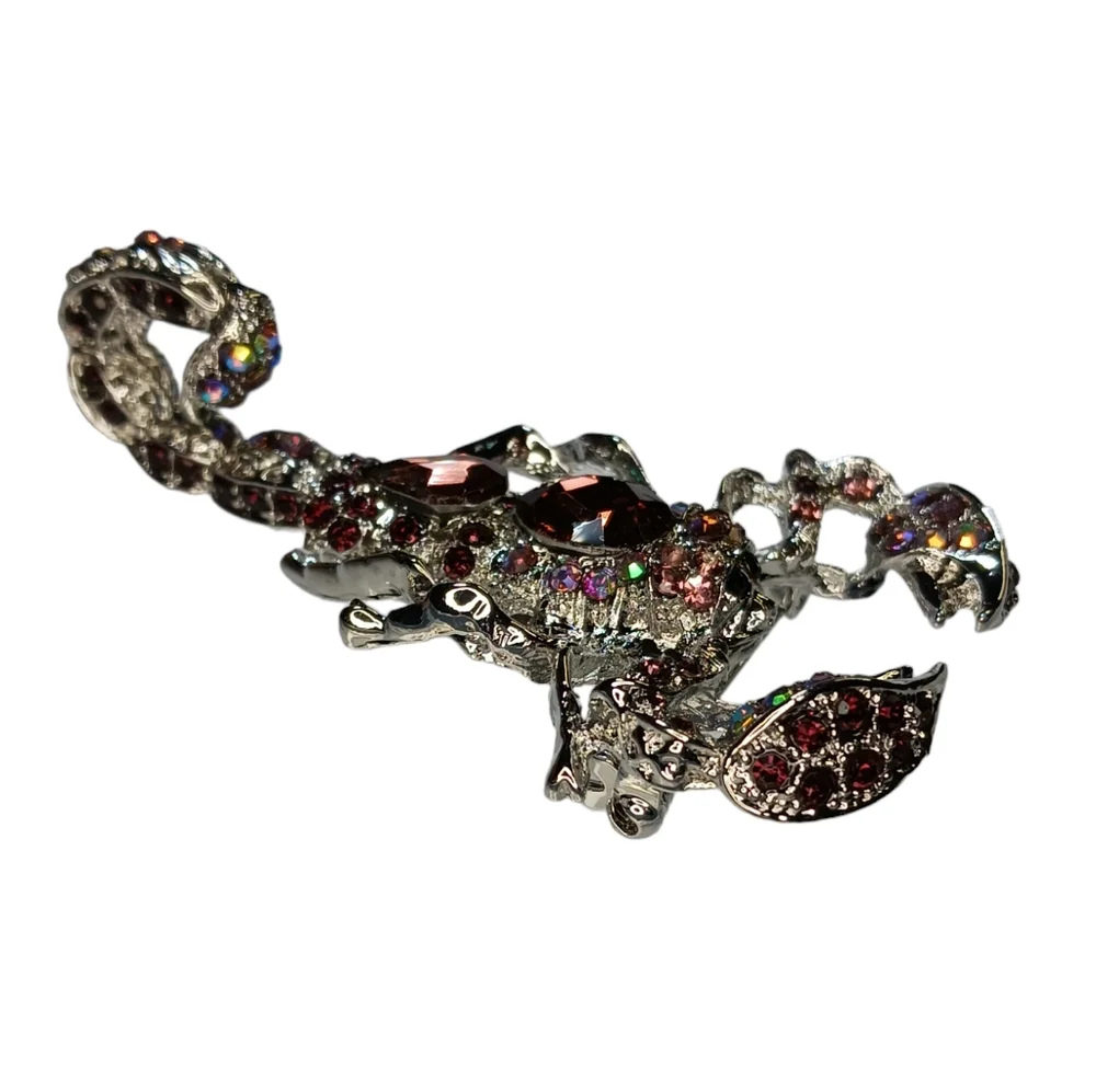 Scorpion Crystal Rhinestone Bling Articulated Stinger Brooch Pendant - Picture 3 of 11